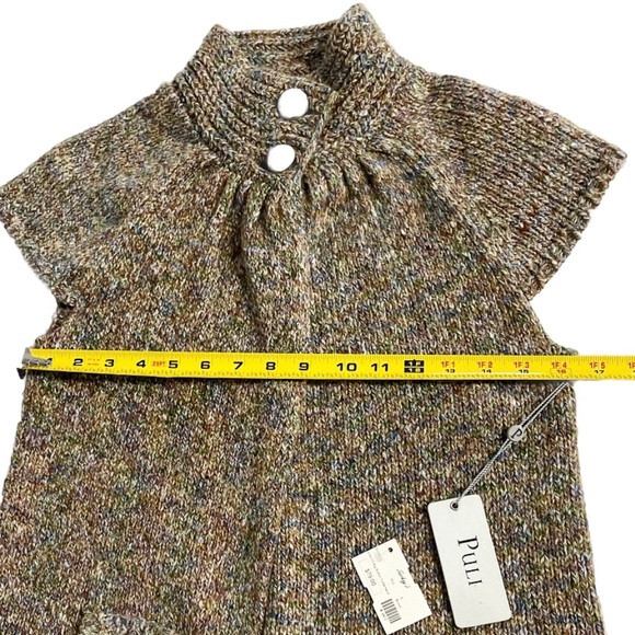 Puli Women’s Big Button Knit Sweater Vest Brown Multicolor Turtleneck S NWT - Picture 5 of 8